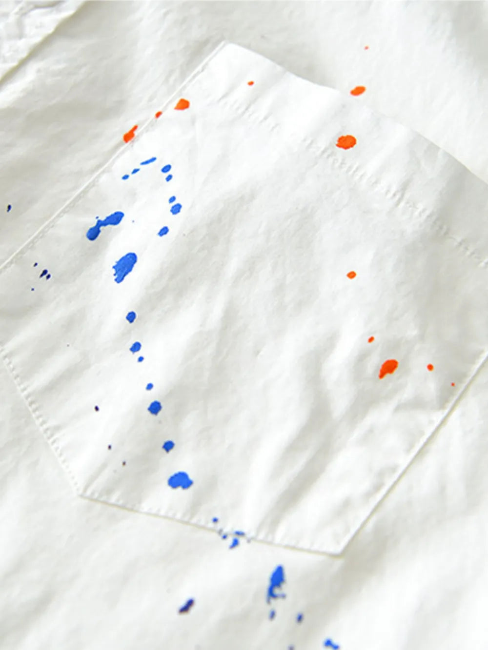Paint Splatter White Cotton Button Up Shirts Trendsi