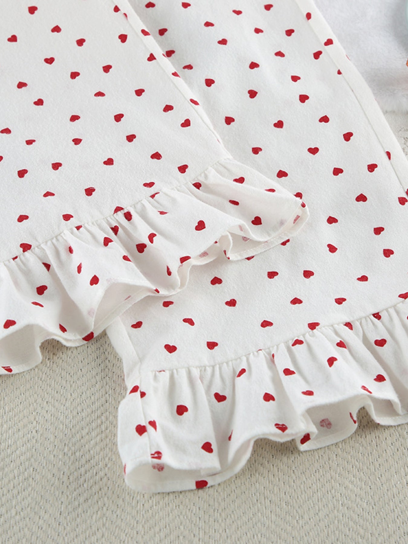 Heart Print Long Sleeve Top and Pants PJ Loungewear Set Trendsi