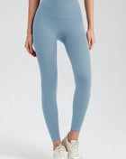 Wide Waistband High Waist Sport Leggings Misty Blue Trendsi