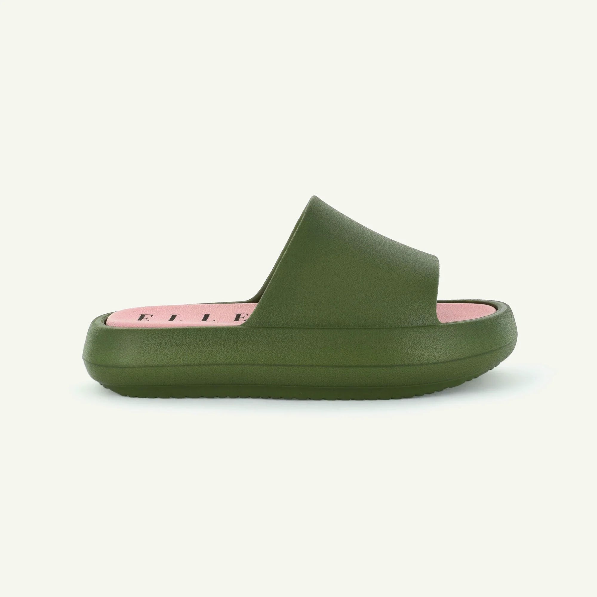 ST. TROPEZ: PLATFORM SLIDE - OLIVE Slippers Elle Footwear