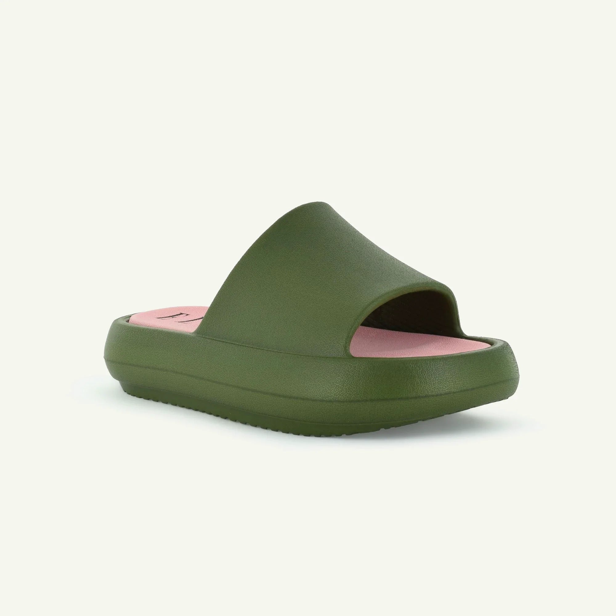 ST. TROPEZ: PLATFORM SLIDE - OLIVE Slippers Elle Footwear