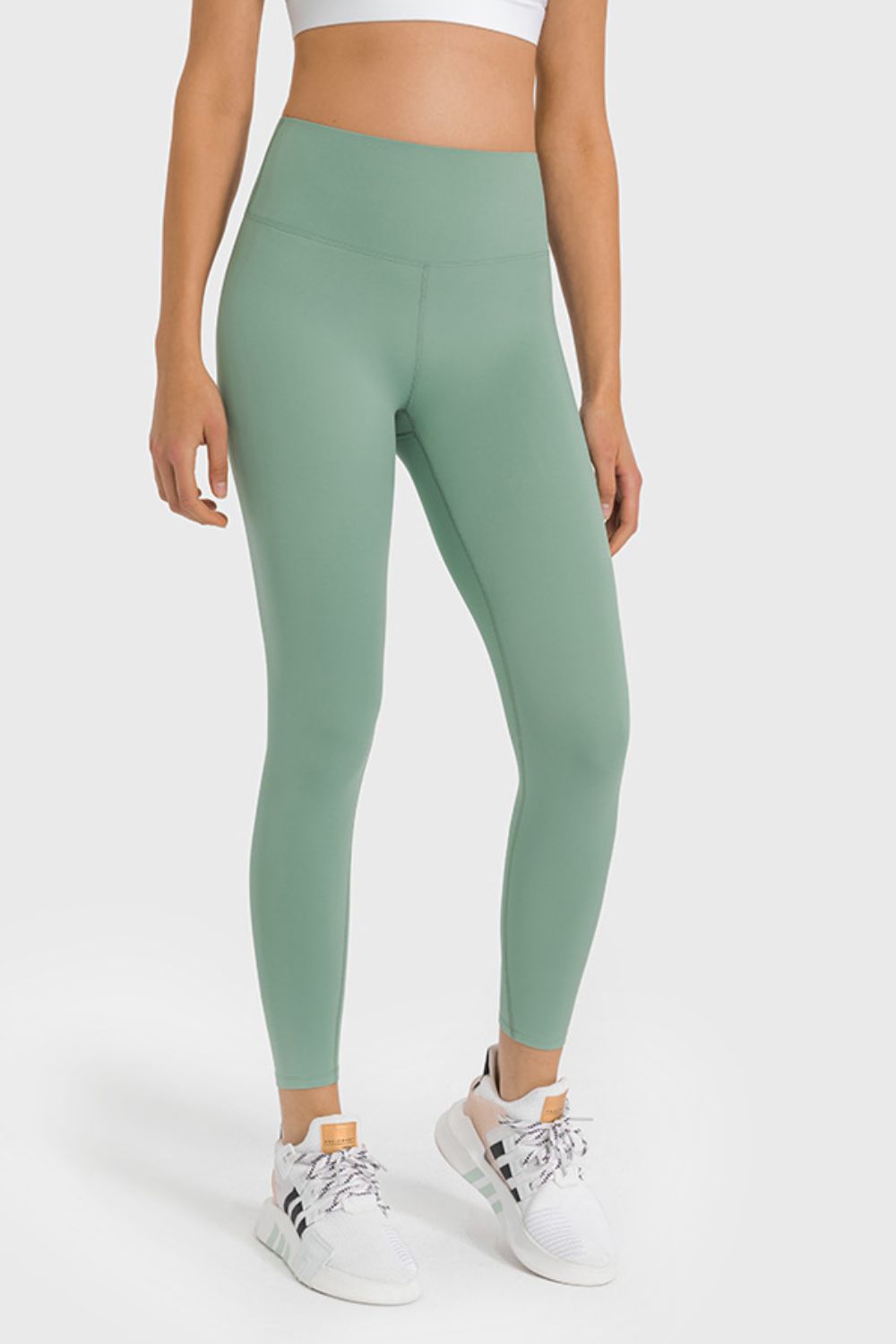 Millennia High Waist Ankle-Length Yoga Leggings Gum Leaf Trendsi
