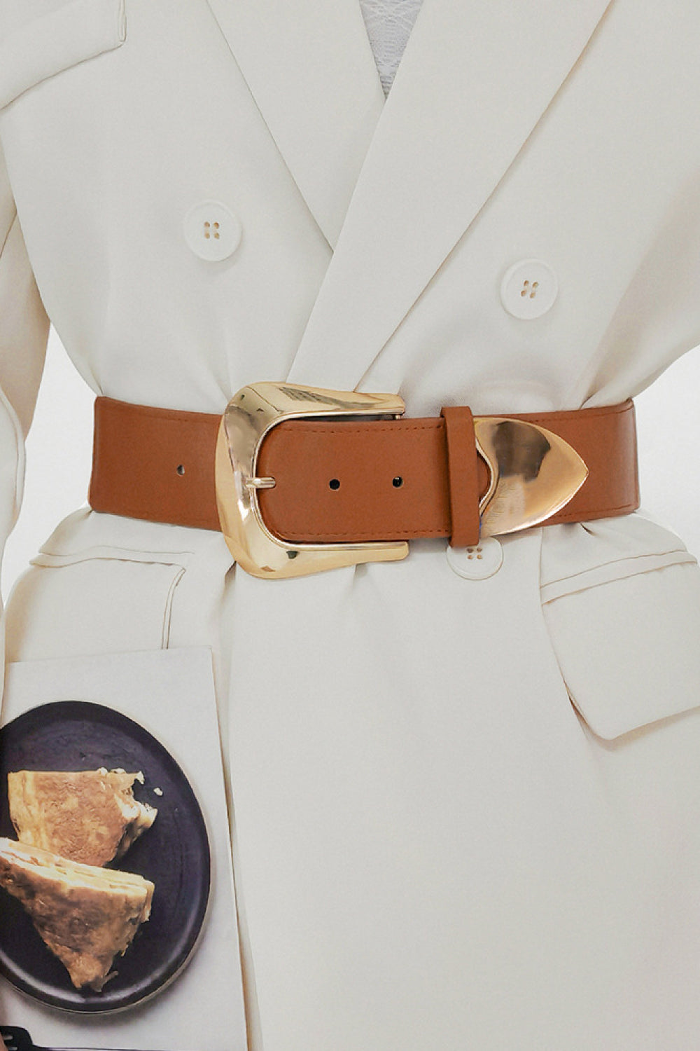 2" Wide PU Leather Belt Caramel Belts Trendsi