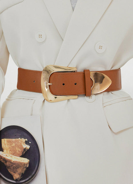 2" Wide PU Leather Belt Caramel Belts Trendsi