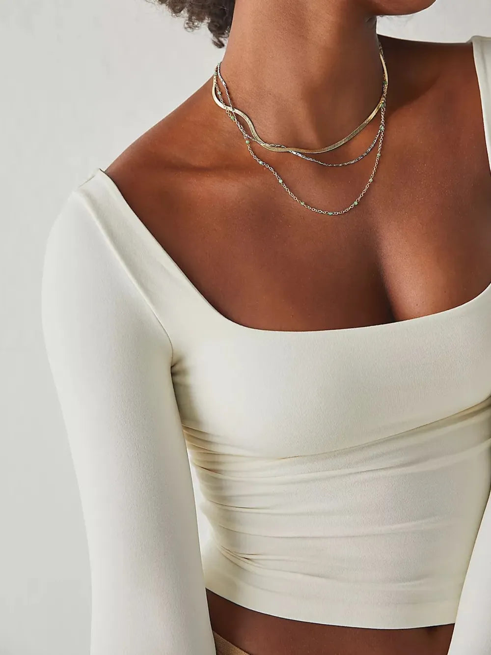 Square Neck Long Sleeve Shirt Shirts Trendsi