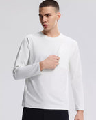 Men's Active Long Sleeve with Front Zipper Pocket Cotton& Spandex White Trendsi