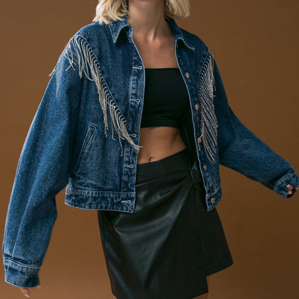 STUNNING EXCELLENCE WASHED DENIM JACKET