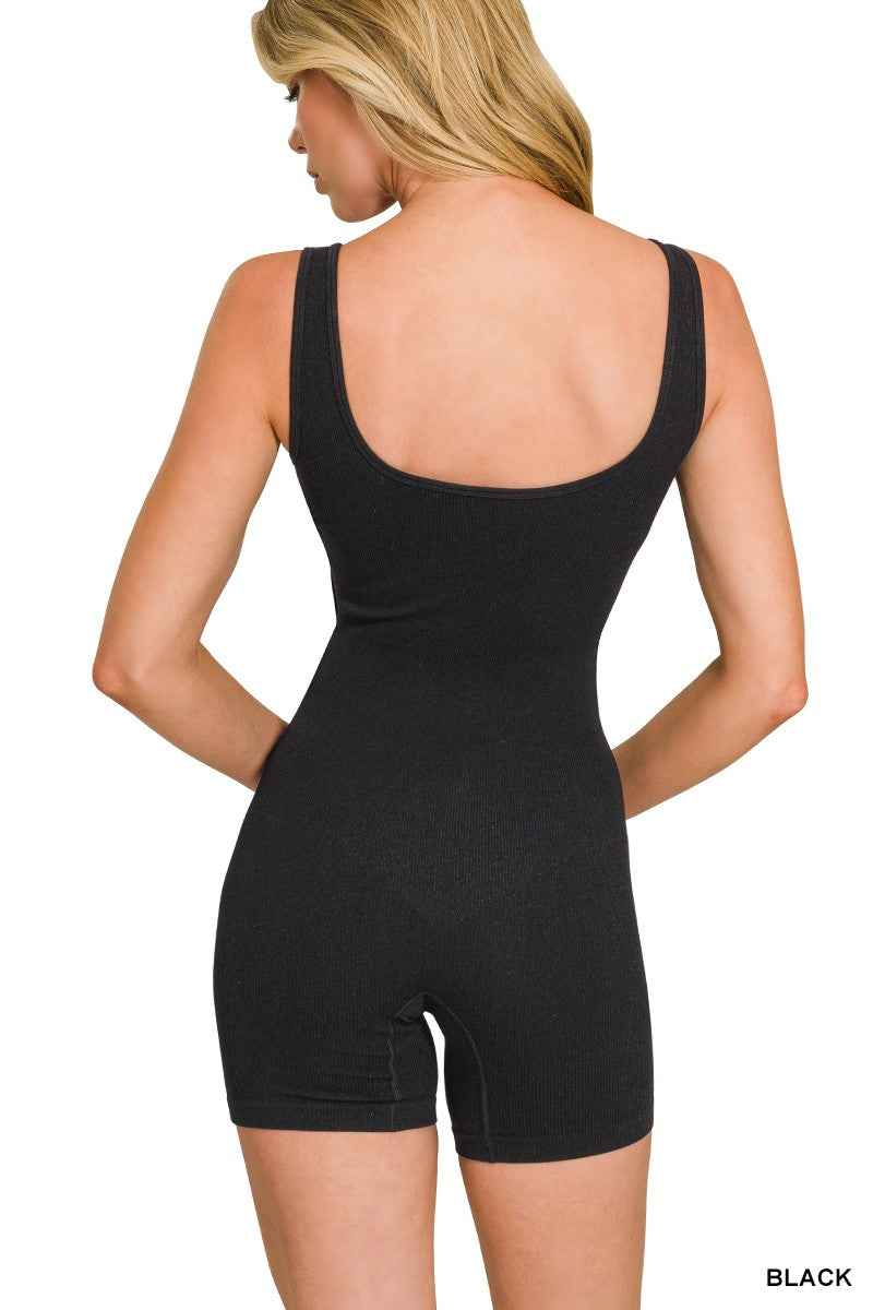 Zenana Ribbed Seamless Body-contouring Fit Romper Trendsi