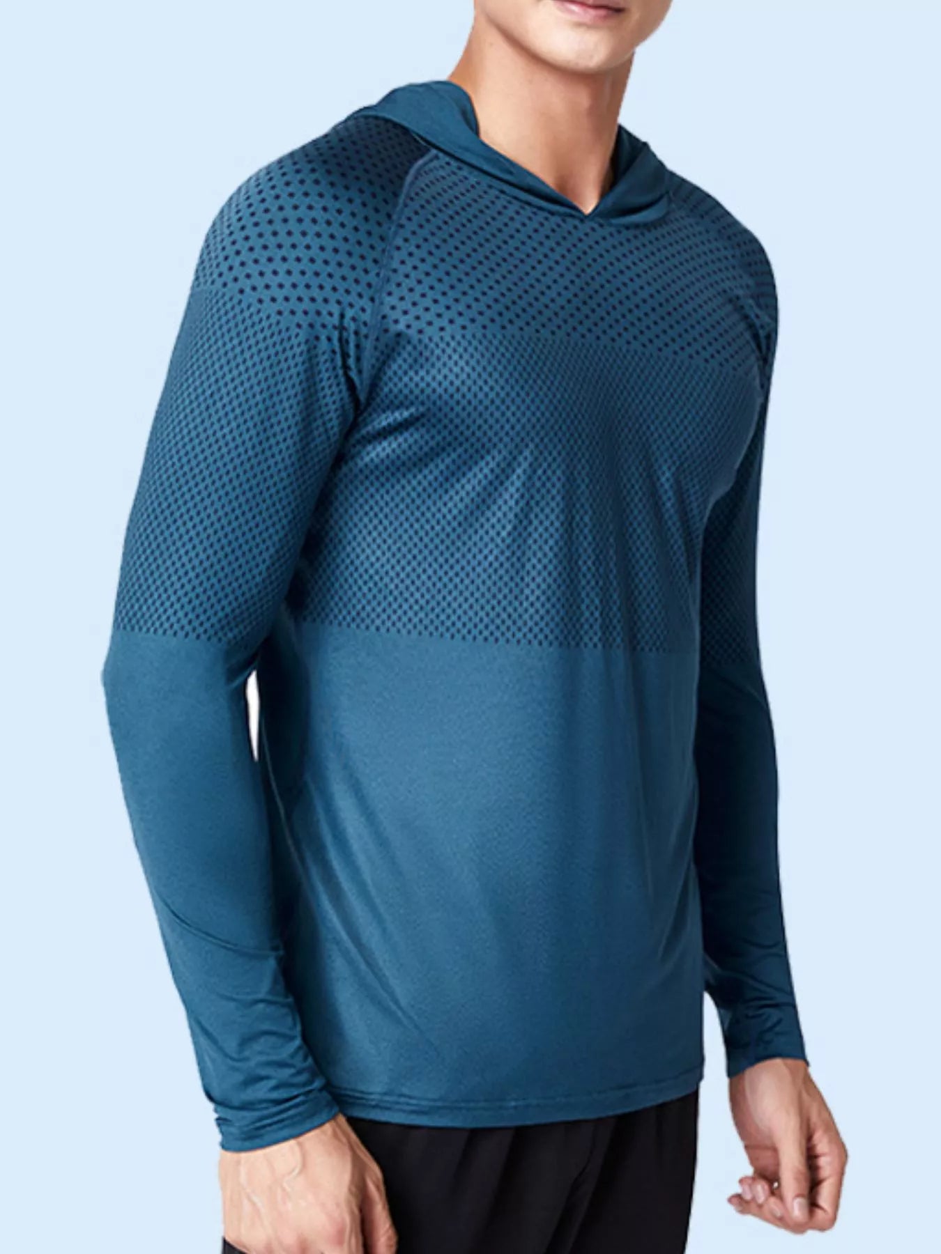 Men's Breathable Long Sleeve Hooded Active Shirt Fitness Trendsi