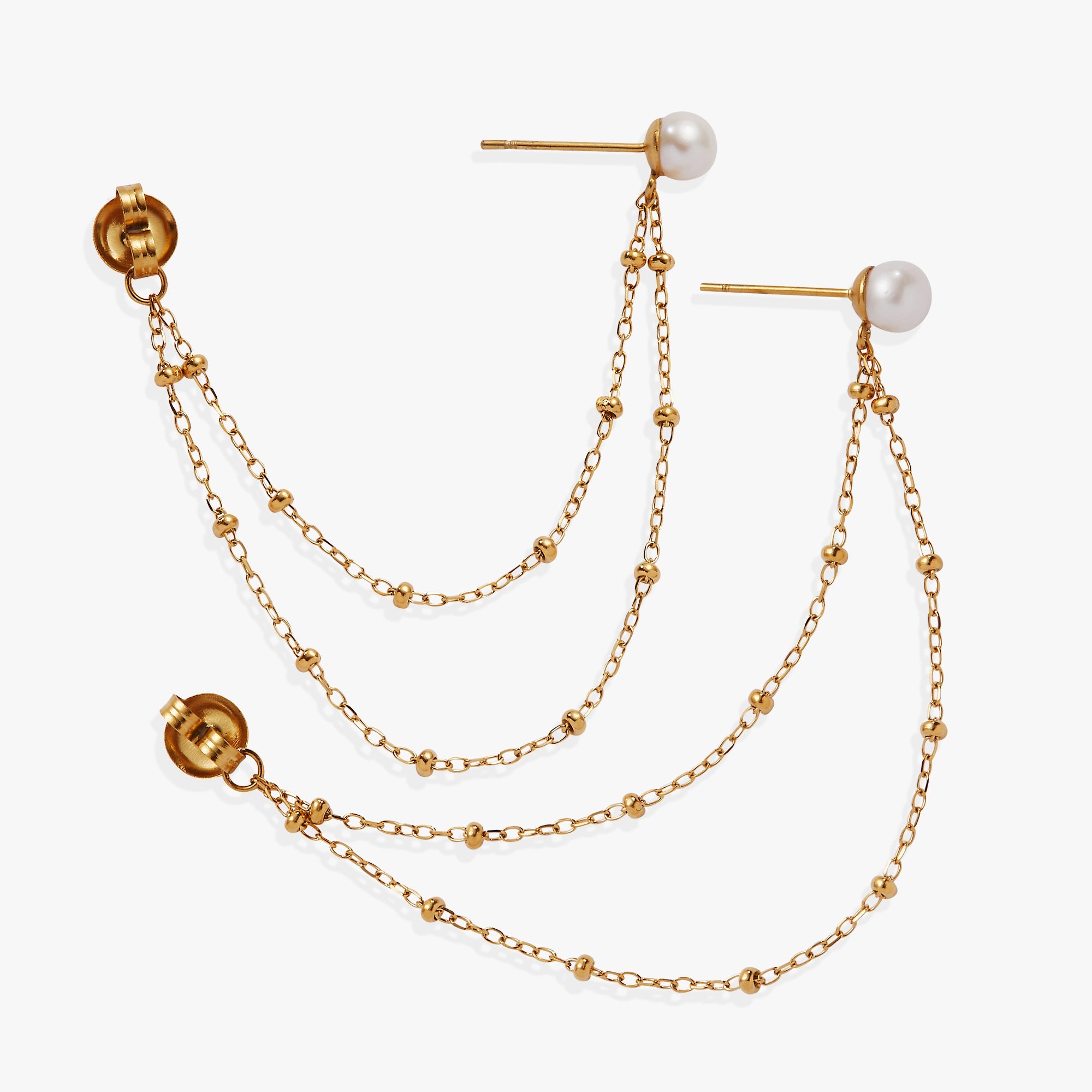 Freshwater Pearl Front-and-Back Earrings