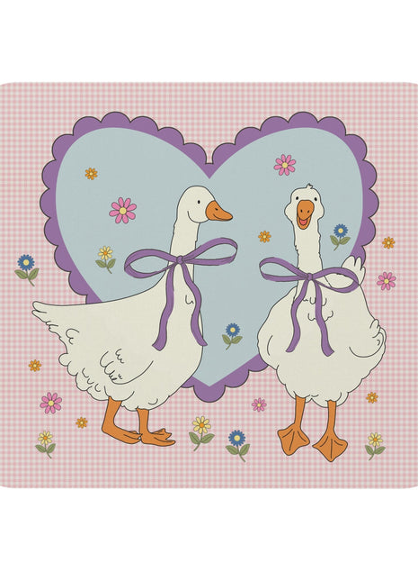Funny Cute Pink Gingham Goose Mousepad 9" × 8" Rectangle Home Decor Opal and June