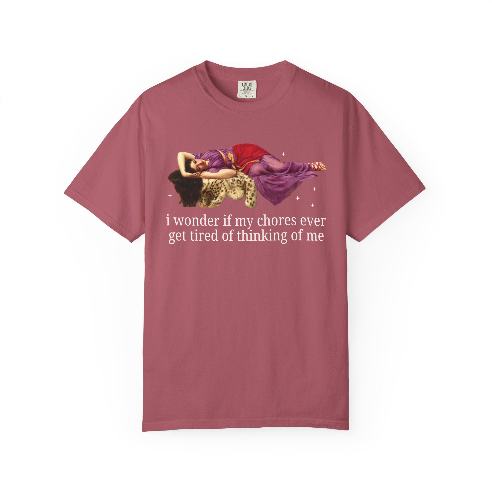 I Wonder if My Chores Ever Get Tired of Thinking About Me Tee Crimson T-Shirt Opal and June