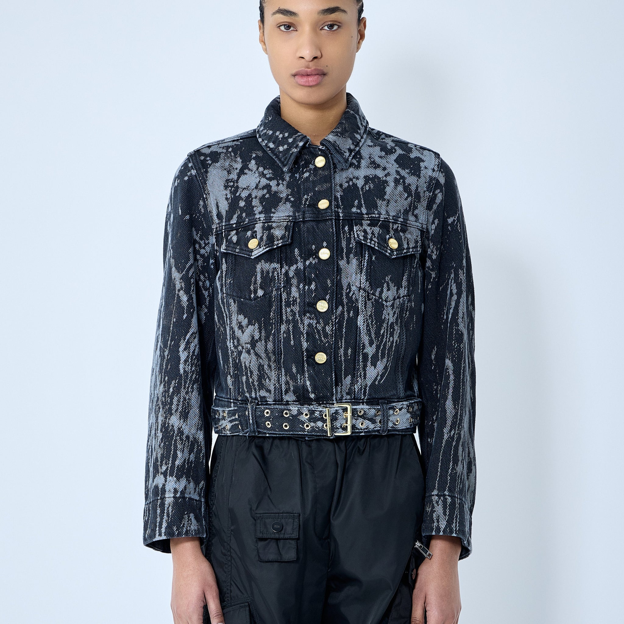 Ganni Women Heavy Denim Belted Jacket