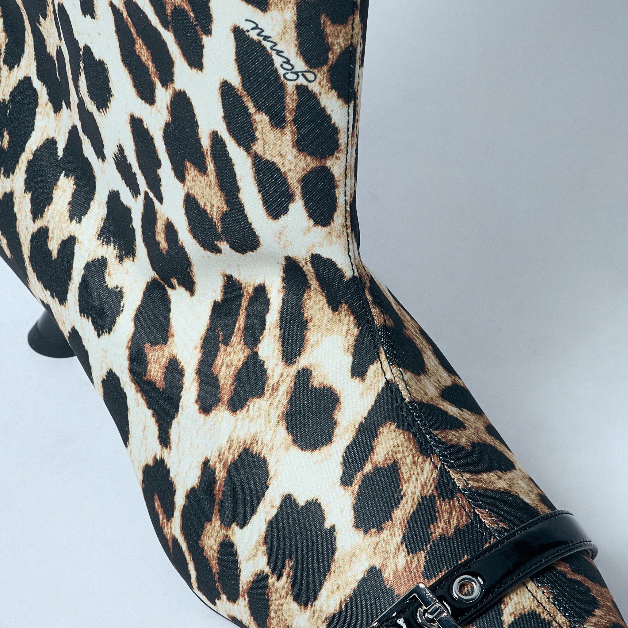 Ganni Women Leopard Eyelets Slouchy High Shaft Boots