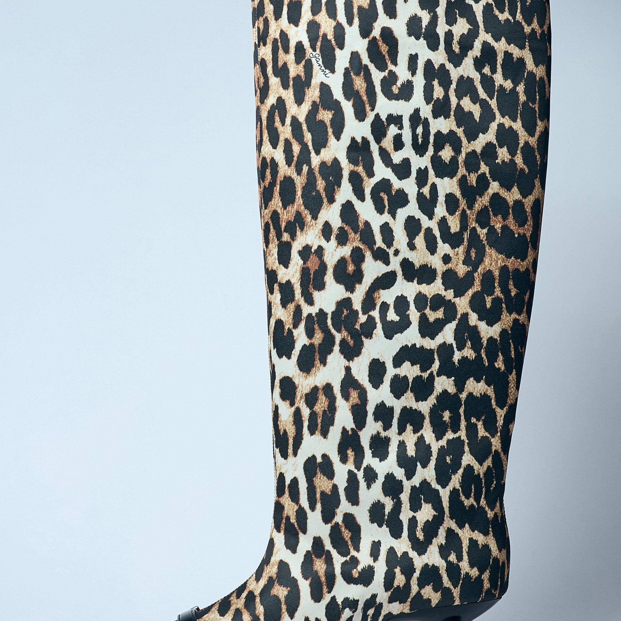 Ganni Women Leopard Eyelets Slouchy High Shaft Boots
