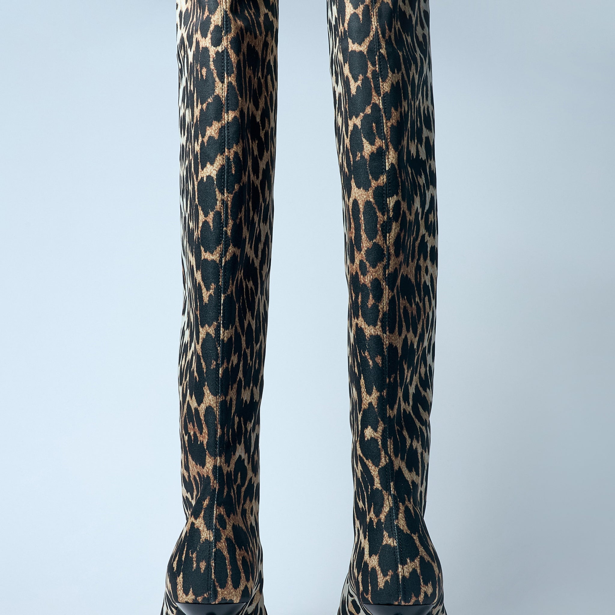 Ganni Women Leopard Eyelets Slouchy High Shaft Boots