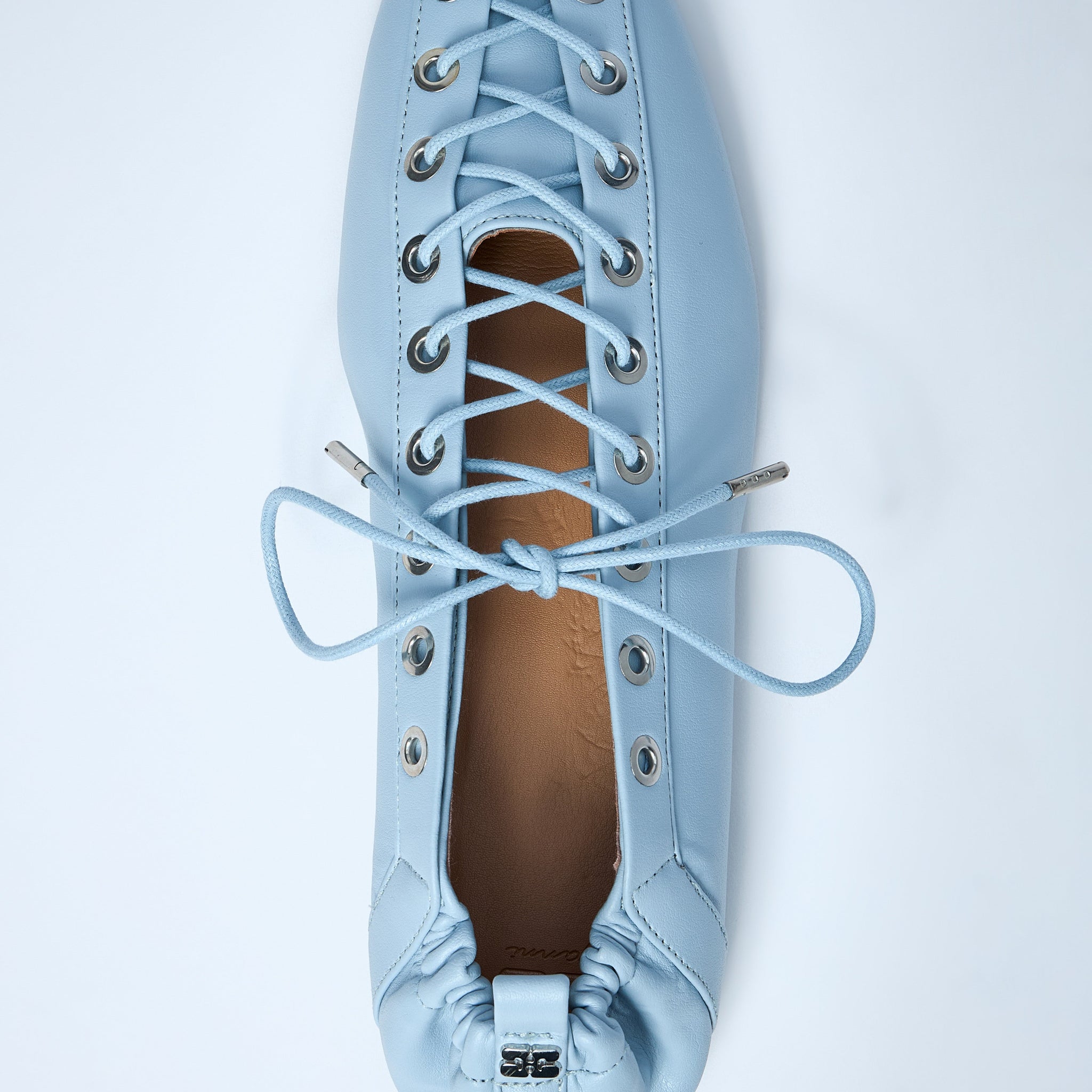 Ganni Women Eyelets Lace Up Ballerina