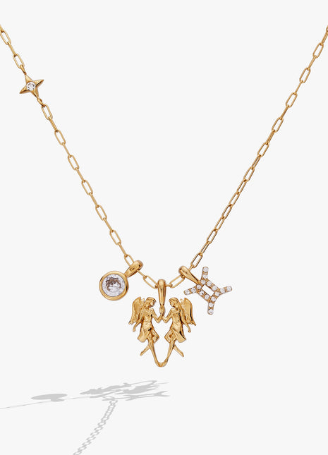 Gemini Zodiac Charm Cluster Necklace