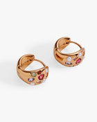 Gemstone Puffy Huggie Hoop Earrings