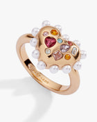 Puffy Heart Gemstone And Pearl Statement Ring