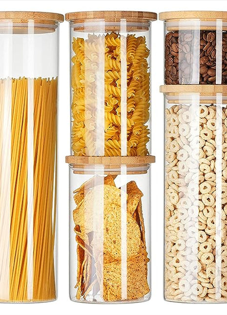 Bamboo Lid Glass Canister Set
