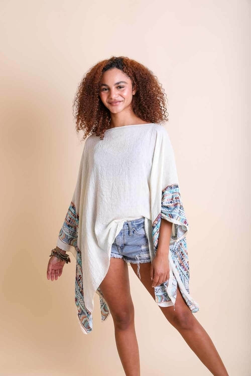 Geometric Embroidered Tunic Top Ivory Tops Happy Spoils