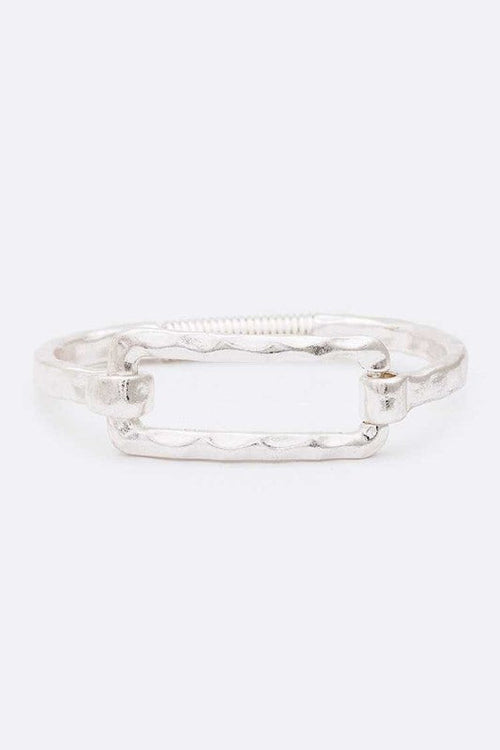 Hammered Rectangle Hinged Latch Bangle Bracelet