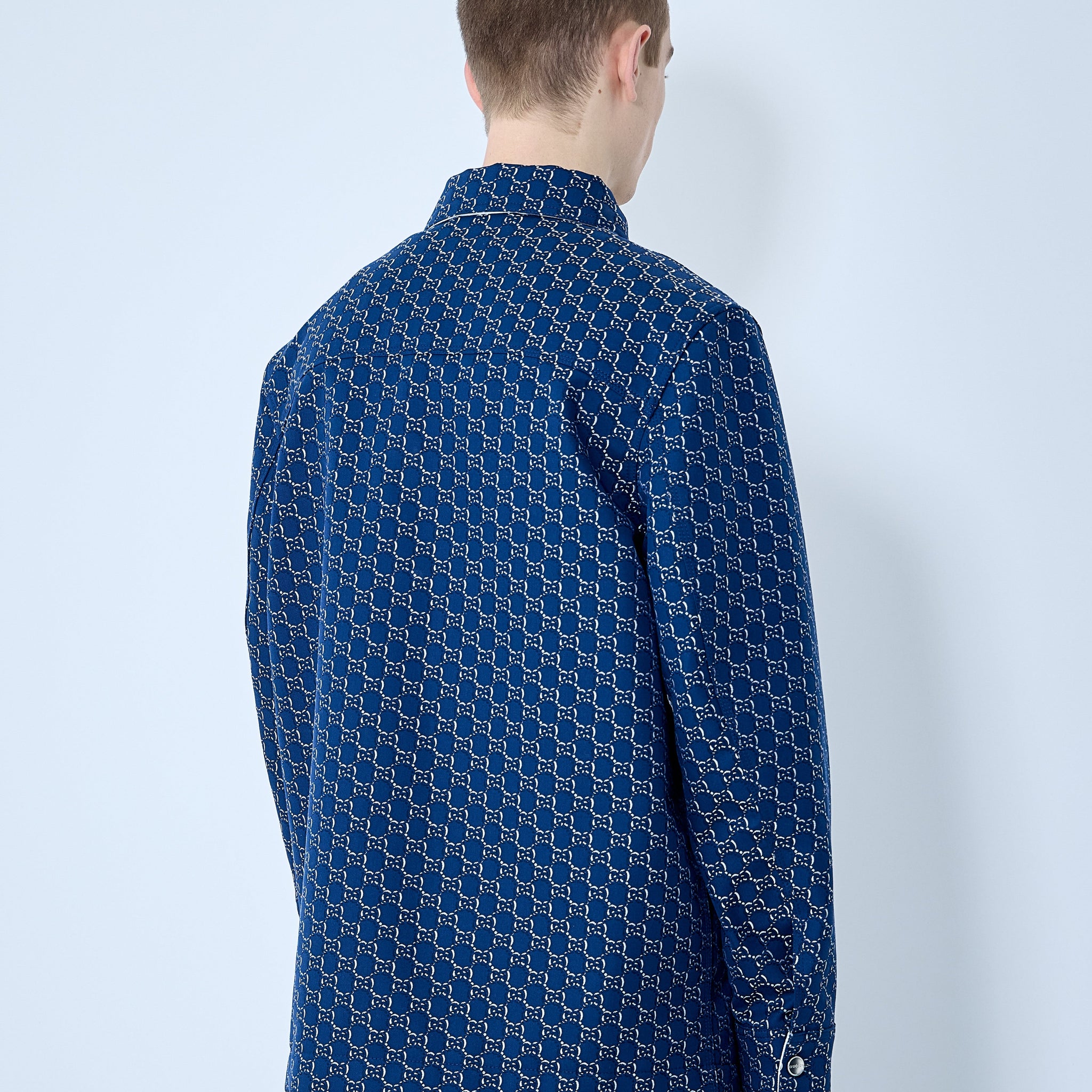 Gucci Men Cotton Jacquard Jacket With Gg Shadow