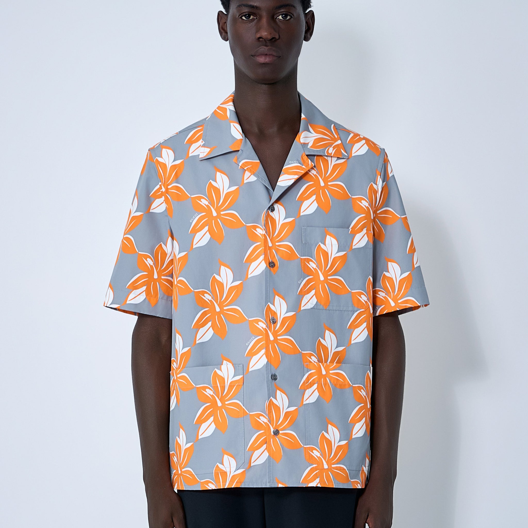 Gucci Men Printed Cotton Poplin Shirt