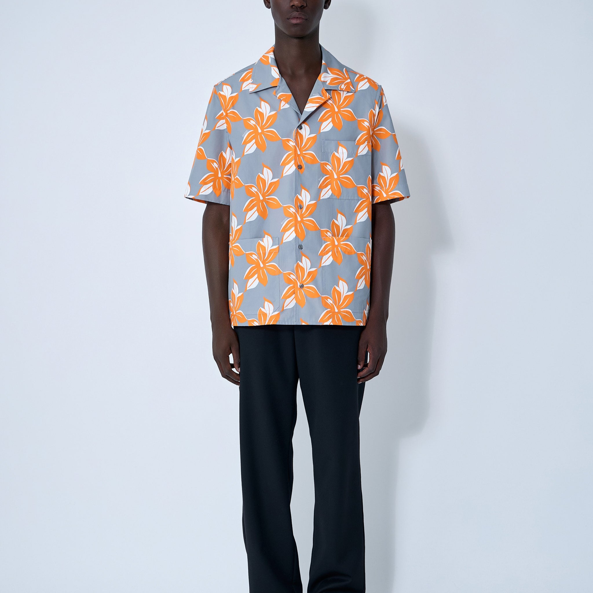 Gucci Men Printed Cotton Poplin Shirt
