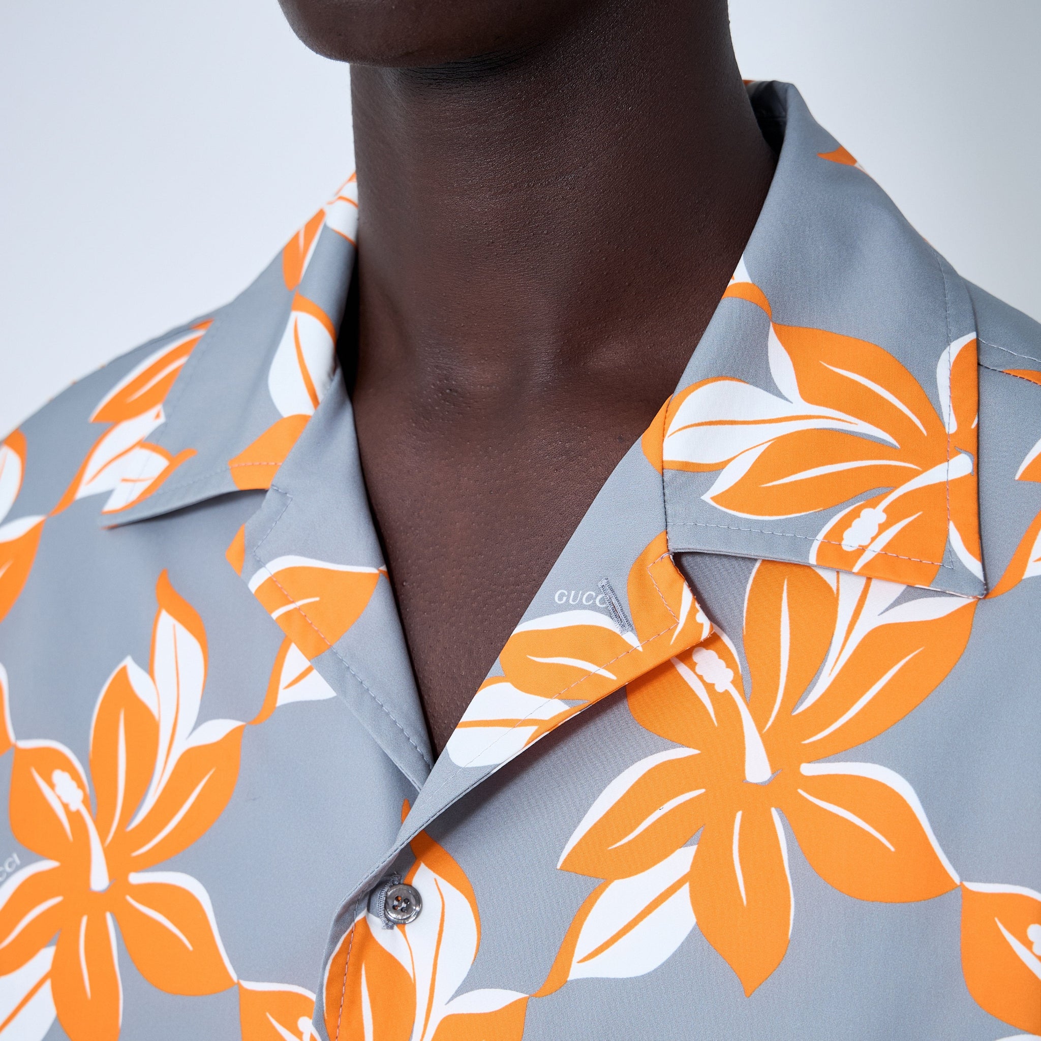 Gucci Men Printed Cotton Poplin Shirt