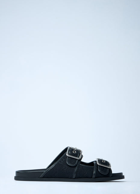 Gucci Men Gg Slide Sandals With Buckles