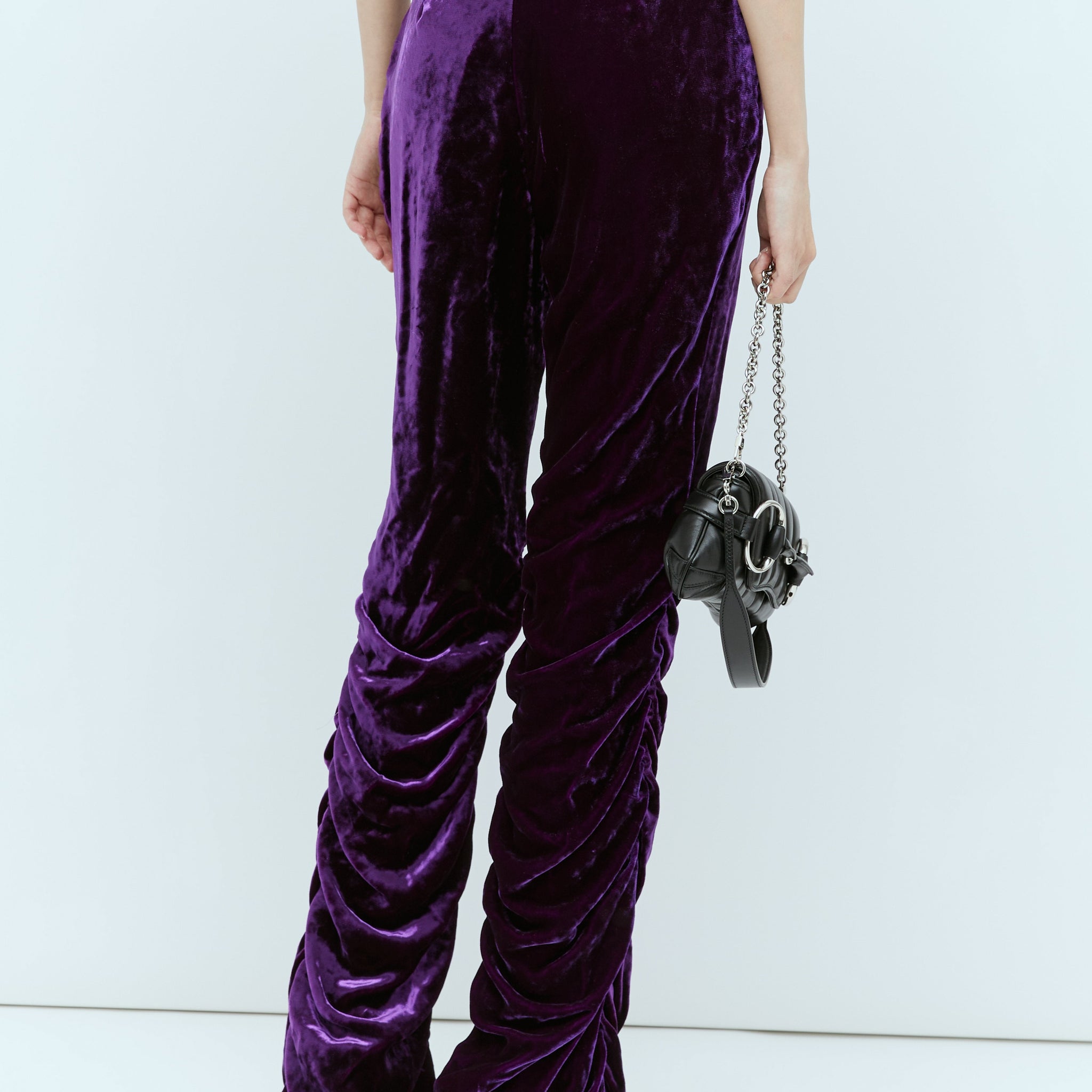 Gucci Women Horsebit Belt Velvet Pants