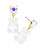 Heart Stone Gummy Bear Dangle Earrings