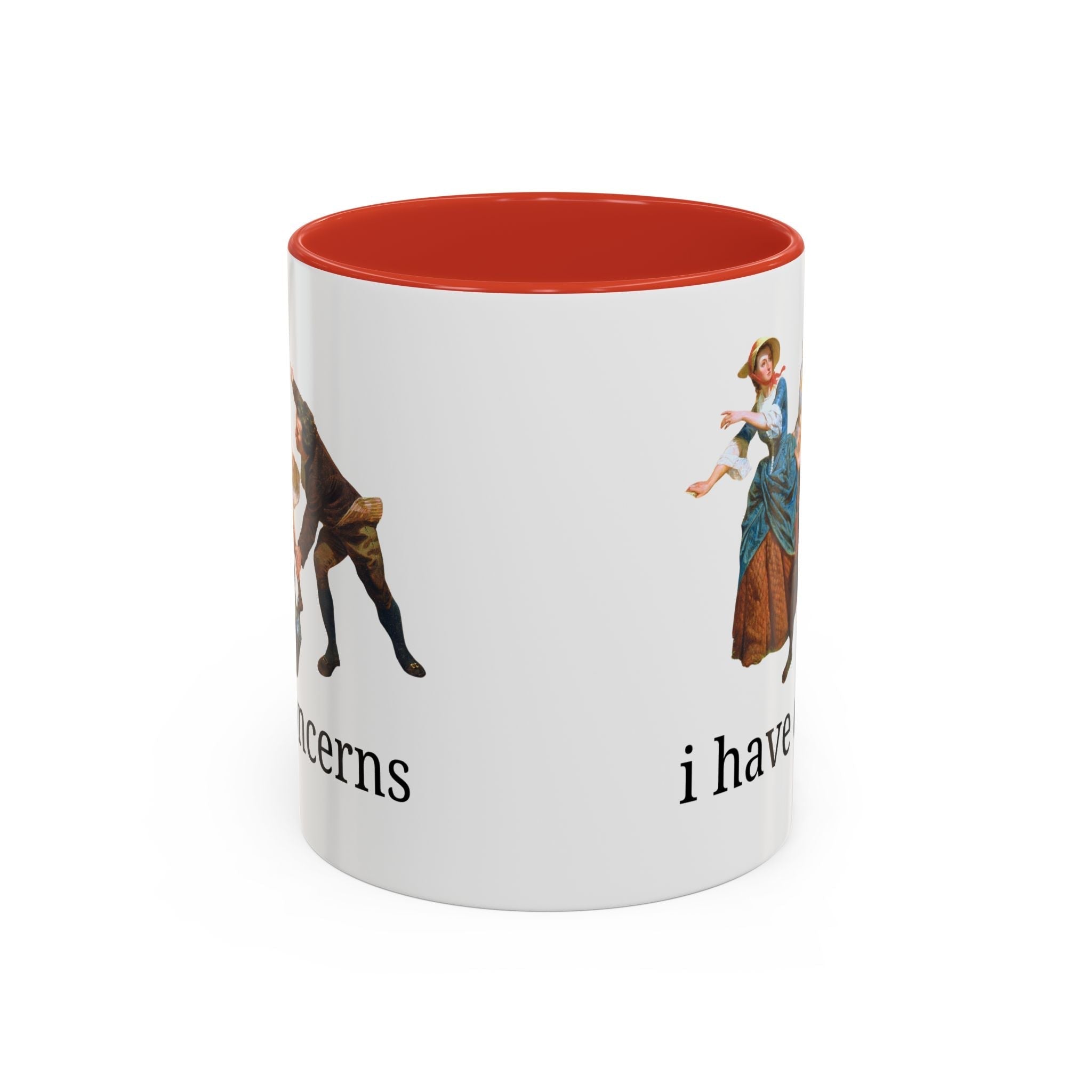I Have Concerns Art History Coffee Mug: Mrs. Schuyler Burning Her Wheat Fields 11oz Red Mug Opal and June
