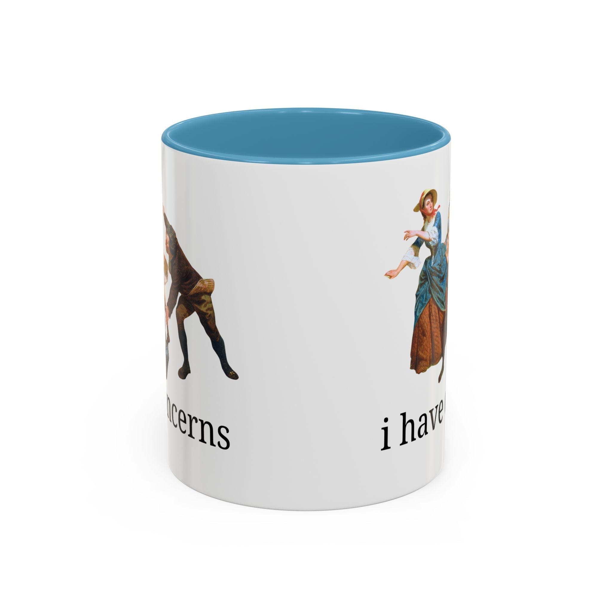 I Have Concerns Art History Coffee Mug: Mrs. Schuyler Burning Her Wheat Fields 11oz Light Blue Mug Opal and June