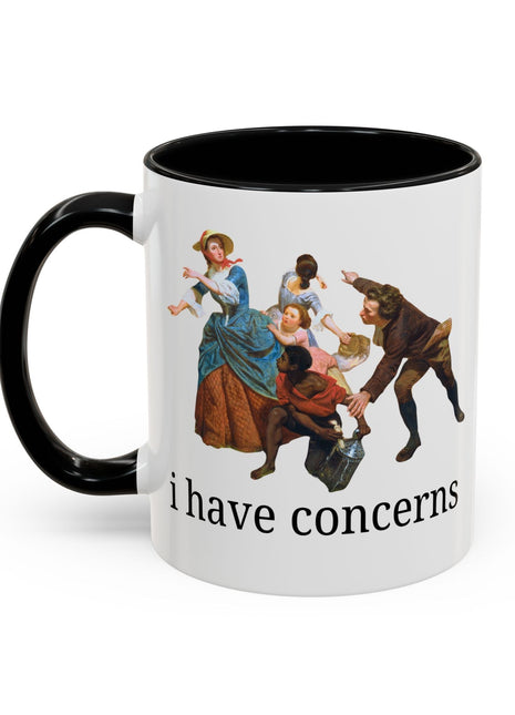 I Have Concerns Art History Coffee Mug: Mrs. Schuyler Burning Her Wheat Fields 11oz Black Mug Opal and June