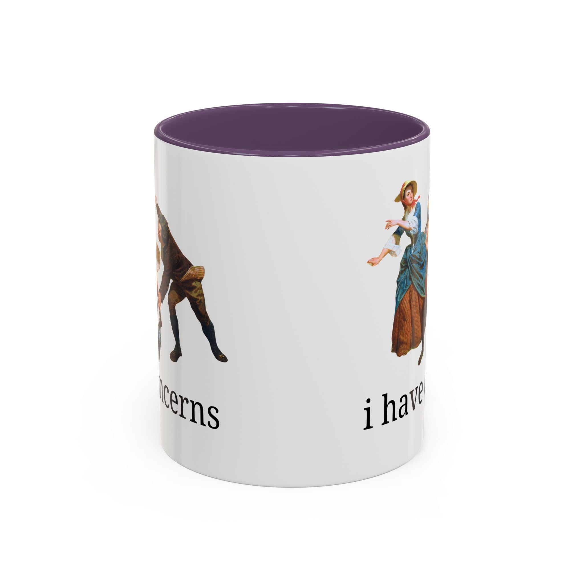 I Have Concerns Art History Coffee Mug: Mrs. Schuyler Burning Her Wheat Fields 11oz Purple Mug Opal and June