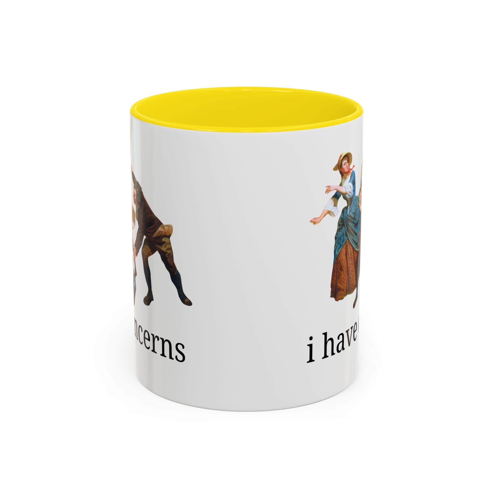 I Have Concerns Art History Coffee Mug: Mrs. Schuyler Burning Her Wheat Fields 11oz Yellow Mug Opal and June