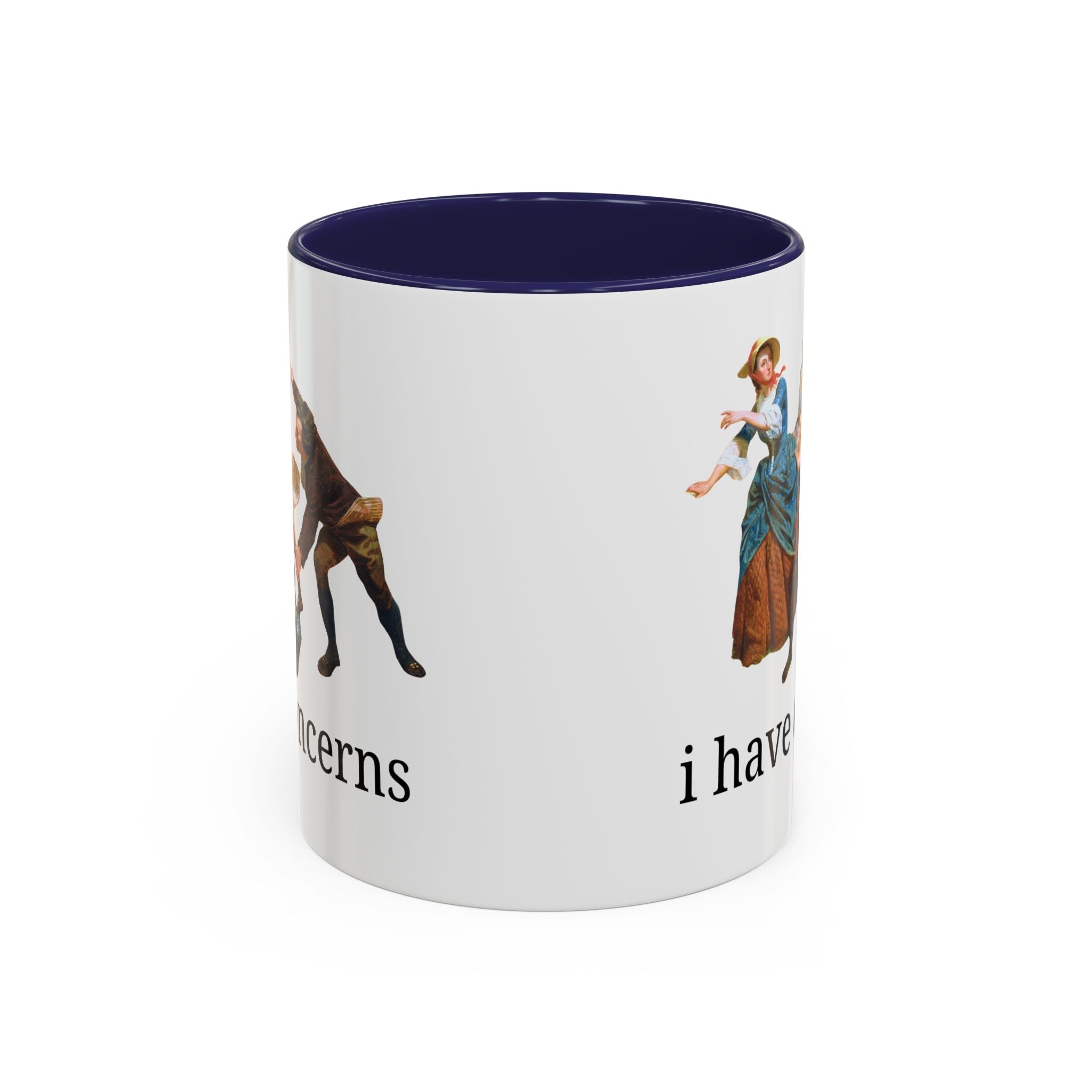 I Have Concerns Art History Coffee Mug: Mrs. Schuyler Burning Her Wheat Fields 11oz Navy Mug Opal and June