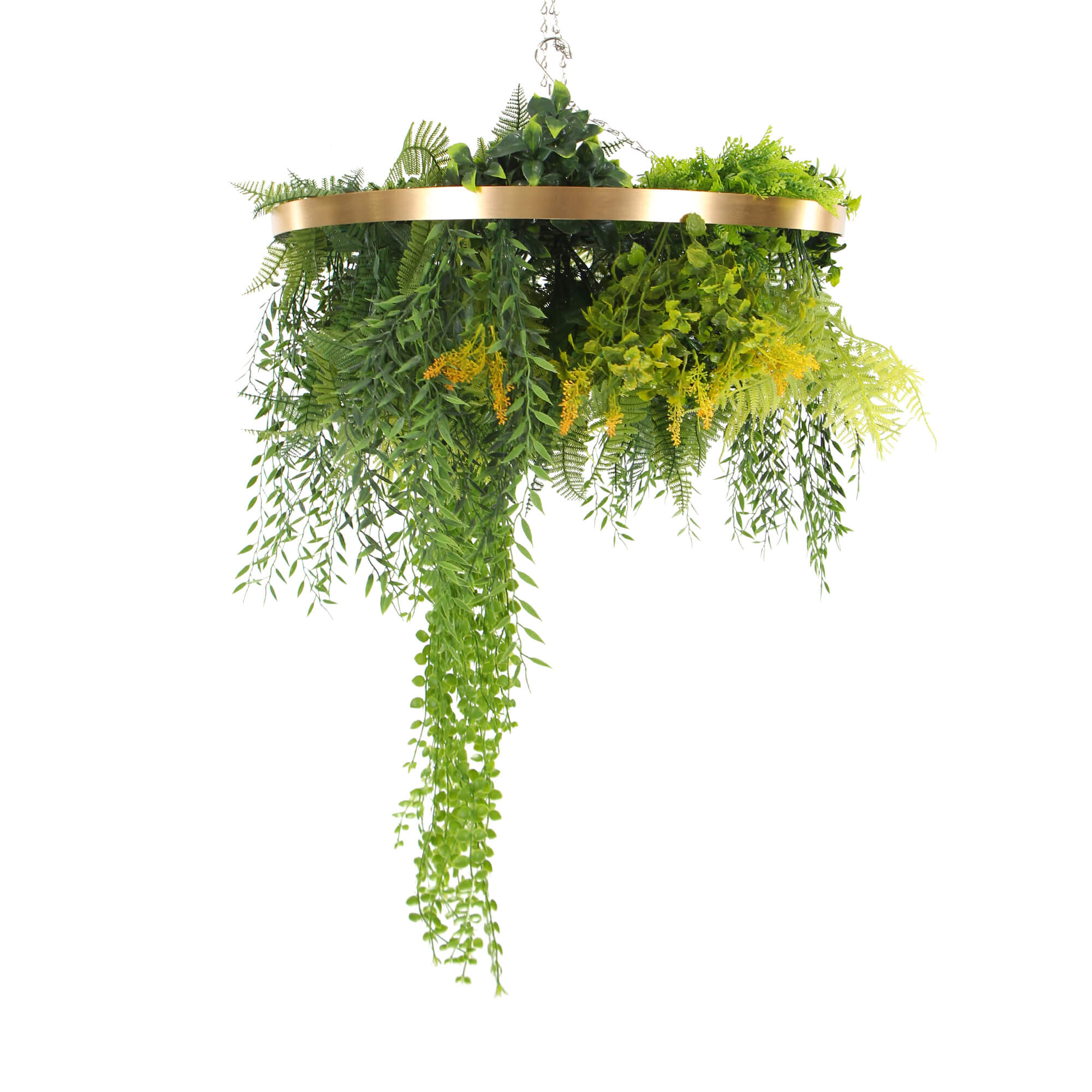 Imitation Gold Artificial Hanging Green Wall Disc 40cm