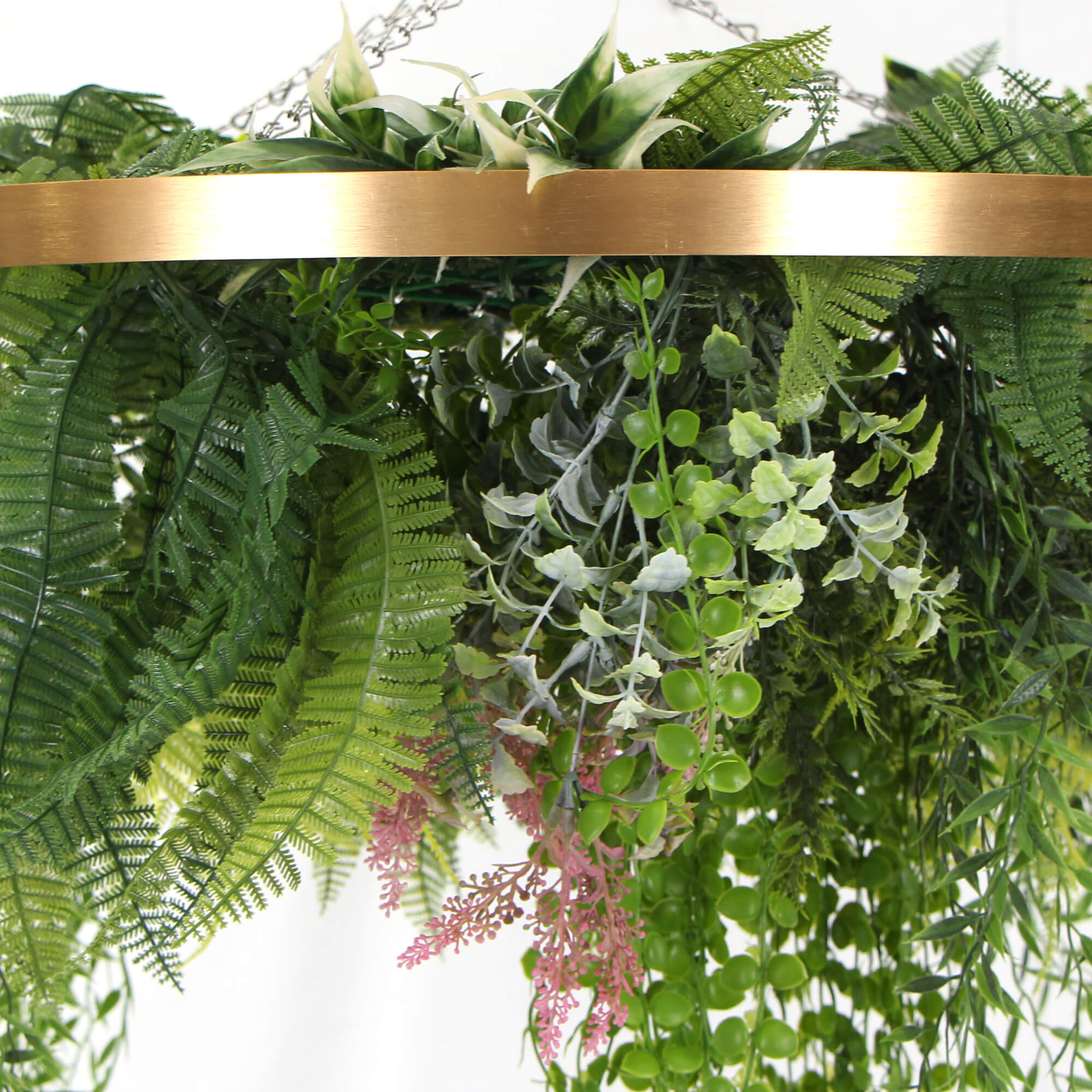 Imitation Gold Artificial Hanging Green Wall Disc 40cm