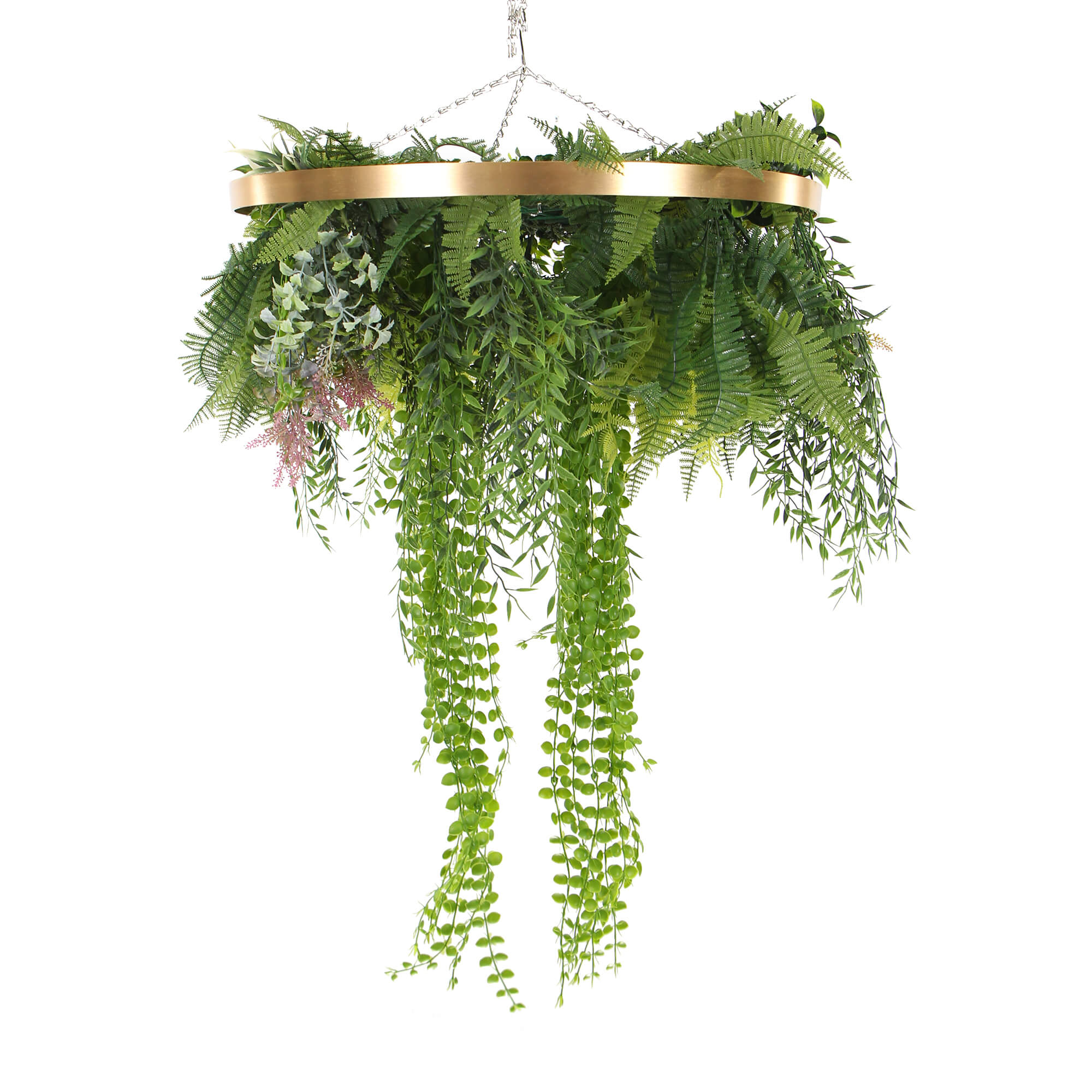 Imitation Gold Artificial Hanging Green Wall Disc 40cm