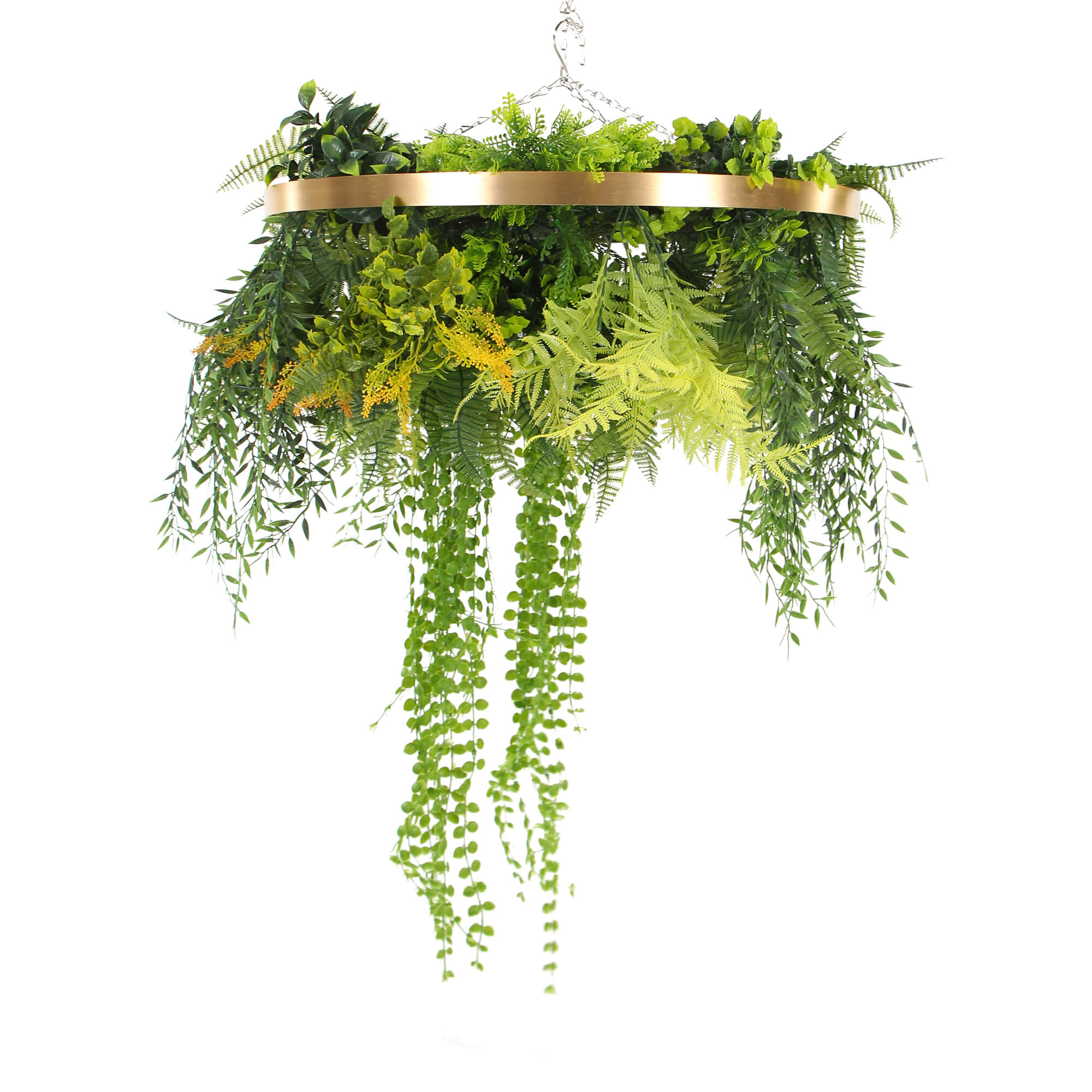 Imitation Gold Artificial Hanging Green Wall Disc 40cm