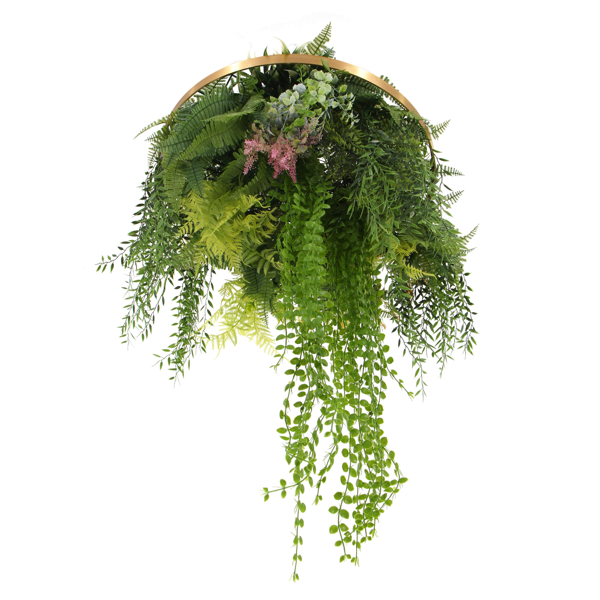 Imitation Gold Artificial Hanging Green Wall Disc 40cm