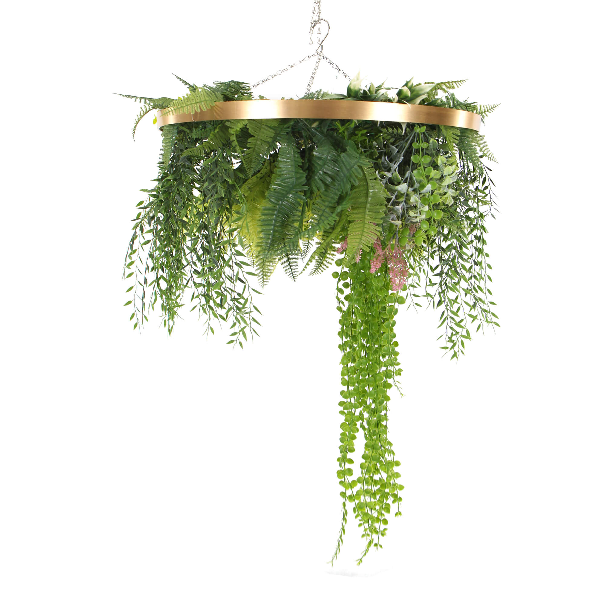 Imitation Gold Artificial Hanging Green Wall Disc 40cm