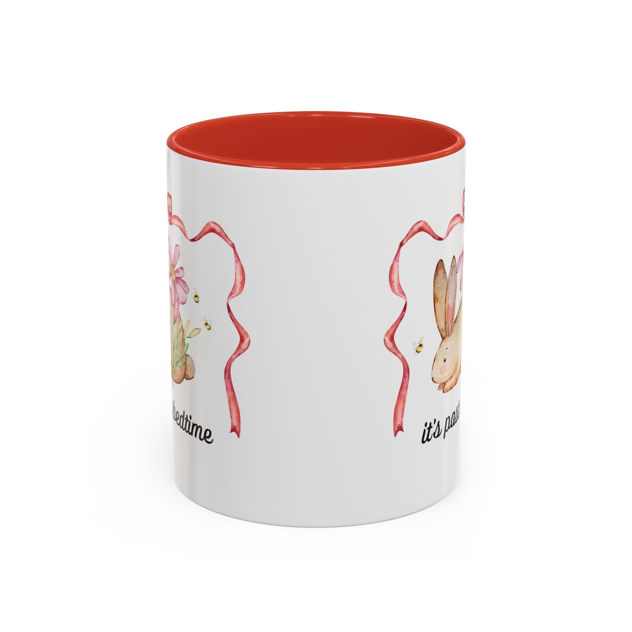 It's Past My Bedtime Bunny Ceramic Mug 11oz Red Mug Opal and June