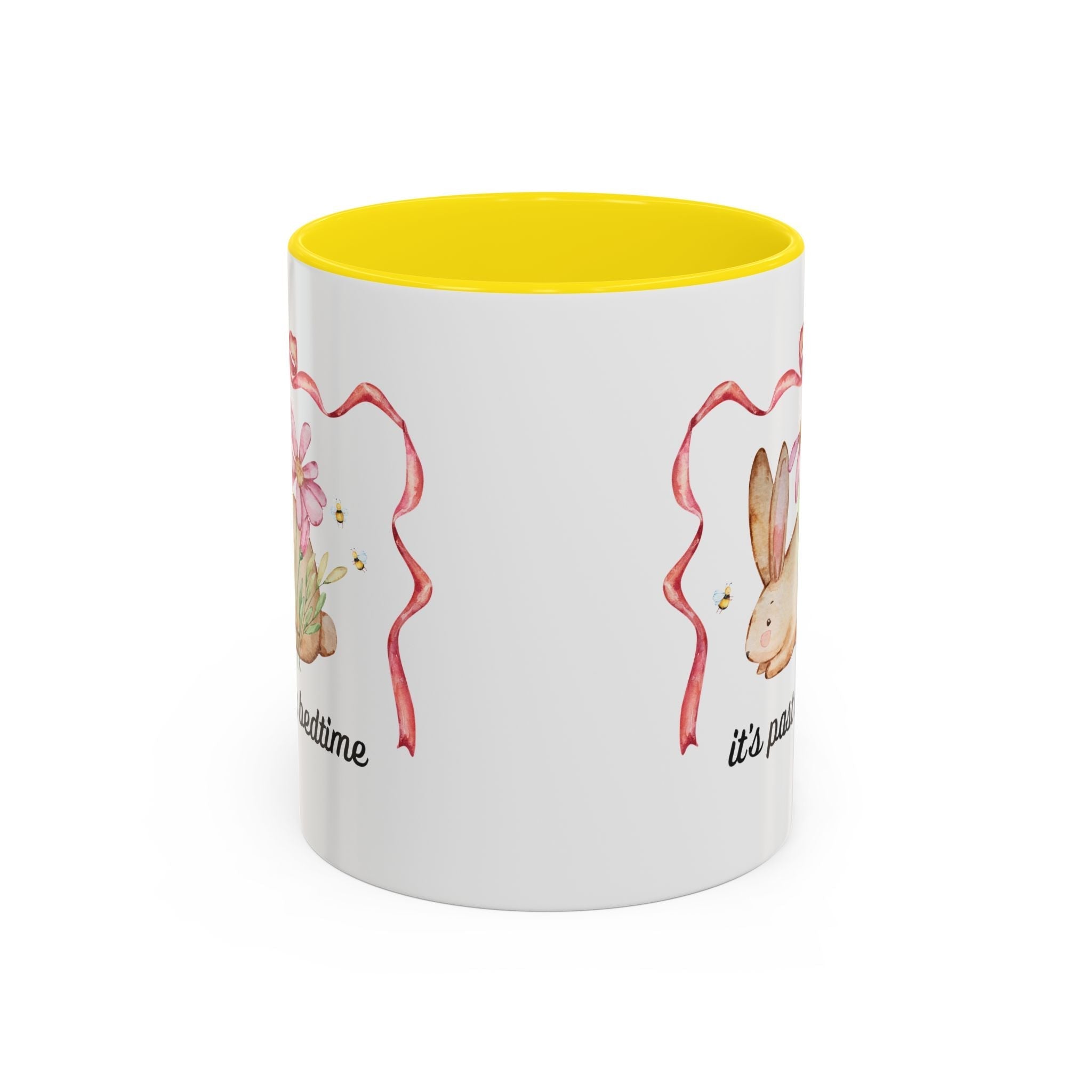 It's Past My Bedtime Bunny Ceramic Mug 11oz Yellow Mug Opal and June