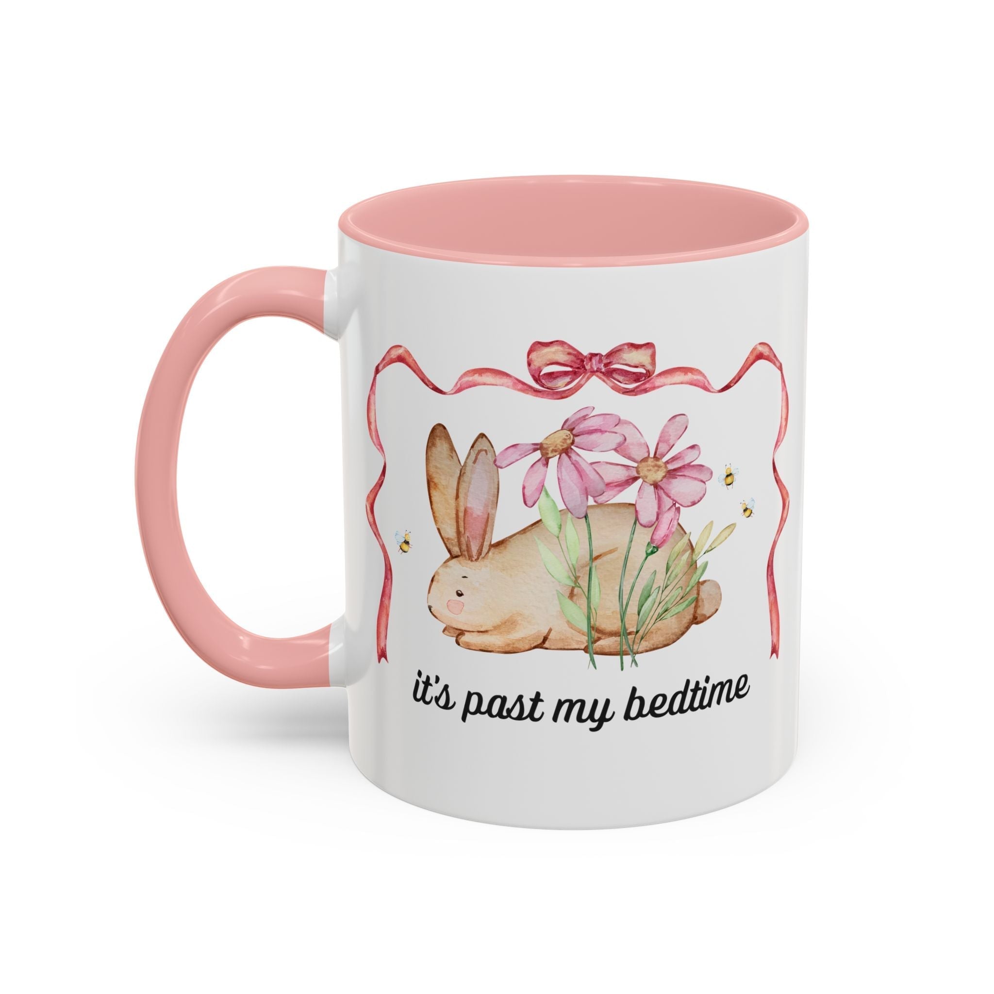 It's Past My Bedtime Bunny Ceramic Mug 11oz Pink Mug Opal and June