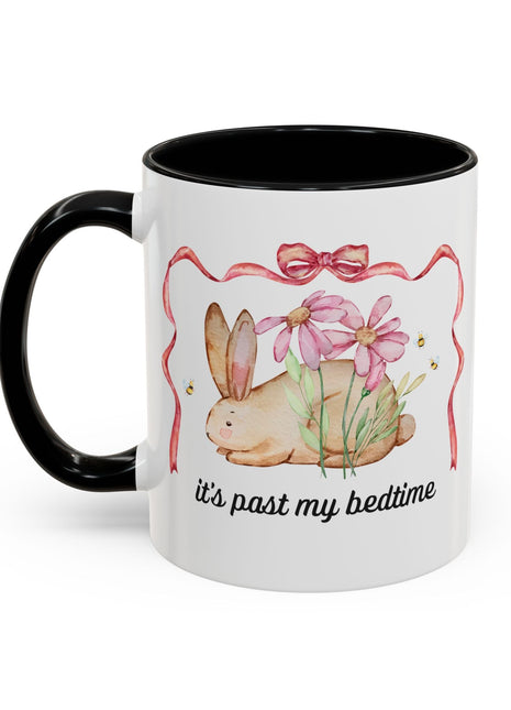 It's Past My Bedtime Bunny Ceramic Mug 11oz Black Mug Opal and June